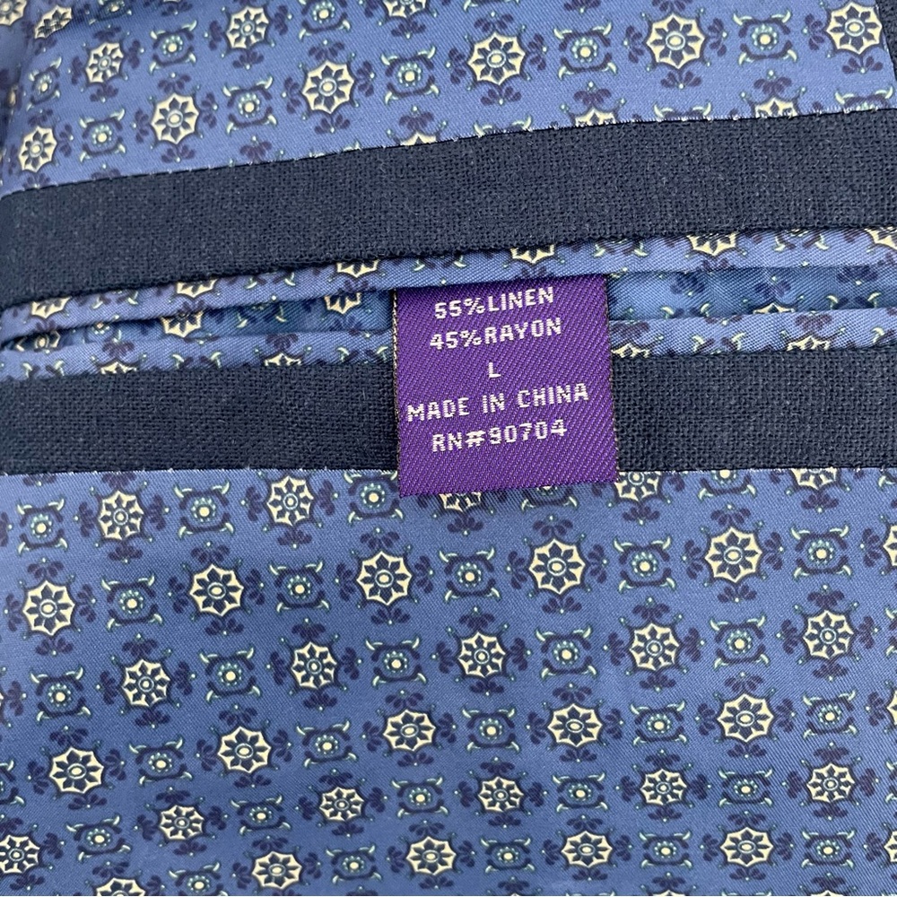 NWT Alan Flusser Alex1 Sport Coat Blazer Men’s L Navy Linen Blend Unstructured - Picture 4 of 9